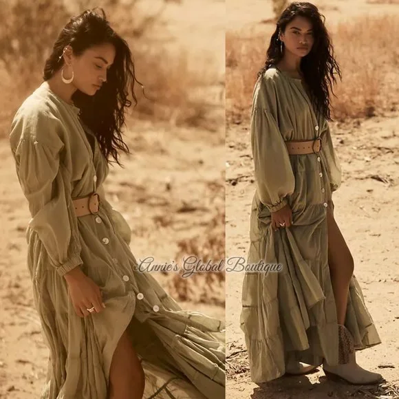 RARE NWT ANTHROPOLOGIE Erika Peña Ruffled Maxi Dress. One-Size - Picture 15 of 16